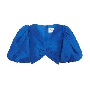 Reverb Puff Sleeve Cropped Top Cobalt Bluf